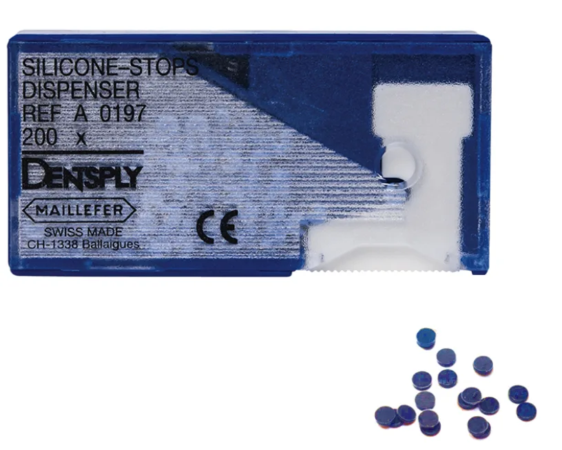Силиконовые стопперы синие в диспенсере (200 шт), Dentsply Sirona - аксессуары для эндодонтии