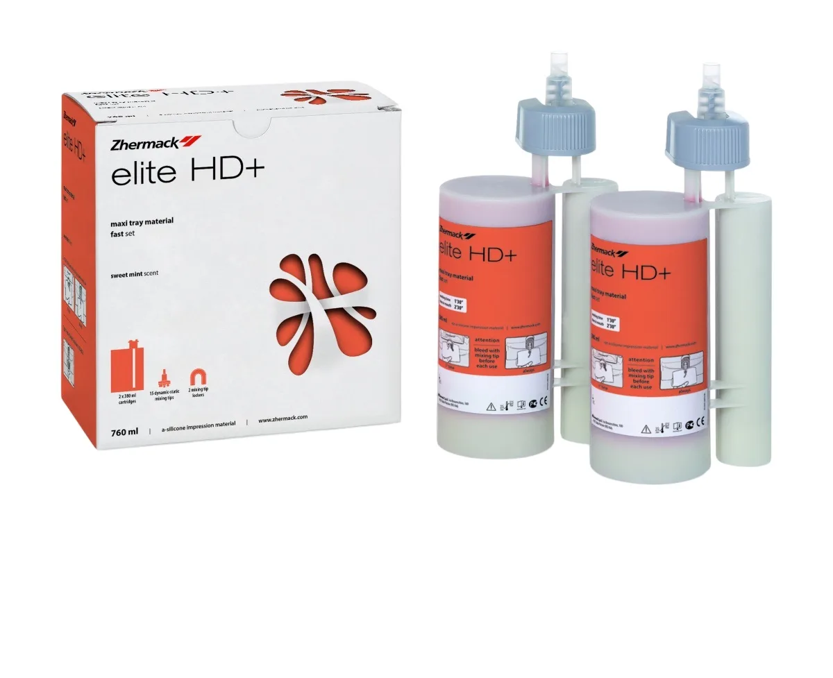 Elite HD+ Maxi Tray Material высокоточный силикон. Слепочные массы от Zhermack, стабильный гидрофильный, тиксотропный силикон, двухфазный оттискный материал. Elite HD+ Maxi Tray Material, Элит ХД Макси Трей Материал, Жермак