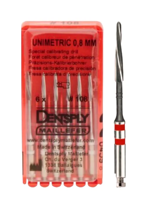 Unimetric калибровочный дриль №308 красн. 2 полосы (6 шт), Dentsply Sirona