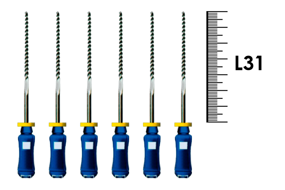 Flexofile Senseus 31мм №30 (6 шт), Dentsply Sirona - ручные файлы, каналорасширители, укороченный шаг, стерильный блистер