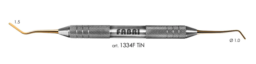 Гладилка 1334F TiN, d 1,0 мм, ручка d 10 мм, Fabri - удлиненная, узкая, с цилиндрическим штопфером, покрытие нитрид титана