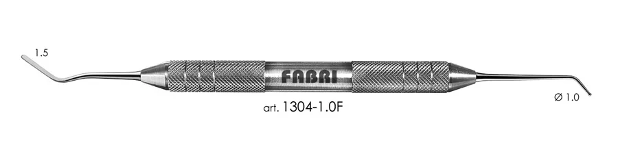 Гладилка 1304-1,0F, d 1,0 мм, ручка d 10 мм, Fabri - удлиненная, узкая, со штопфером-шариком