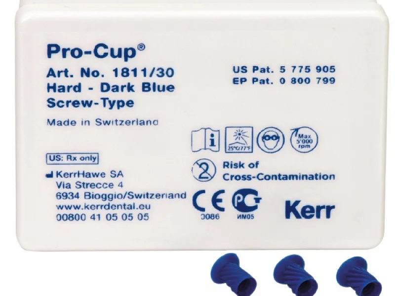 Полировочные чашечки Pro-Cup мягкие Screw-Type, голубые (винтообразные), 30 шт