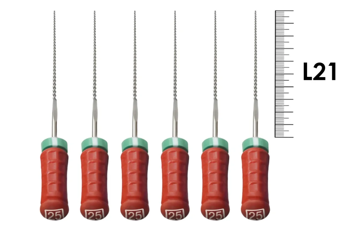 H-File Senseus 21мм №25 (6 шт), Dentsply Sirona - ручные файлы, каналорасширители, супергибкие, силиконовая ручка, стерильный блистер