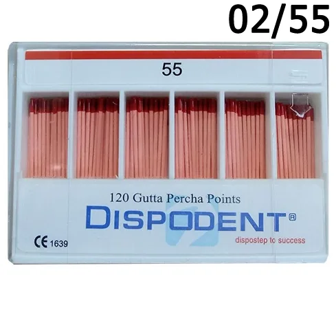 Штифты гуттаперчевые - .02, №55 (120 шт.), Dispodent