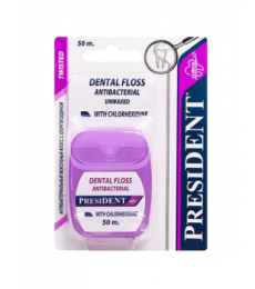 Флосс PRESIDENT Antibacterial с хлоргексидином (50 м)