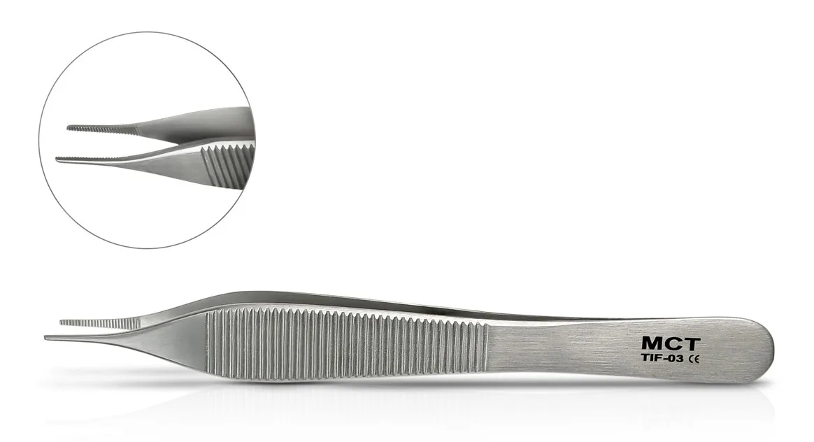 Стоматологический пинцет c зубцами Adson TIF-03, 12см, Mr.Curette Tech