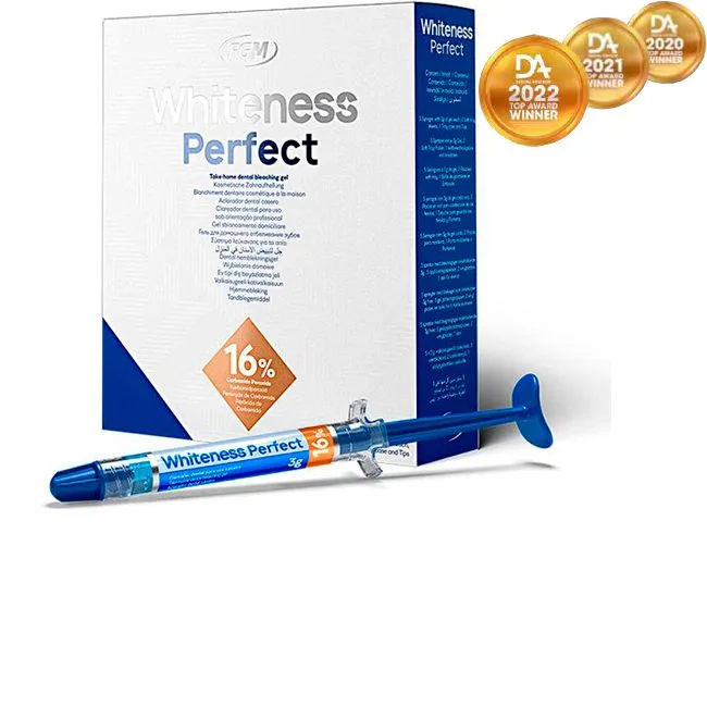 Whiteness Perfect 16% (5шпр.х3г, 2плас., конт.)-домашнее ночное отбеливание на основе перекиси карбамида, FGM