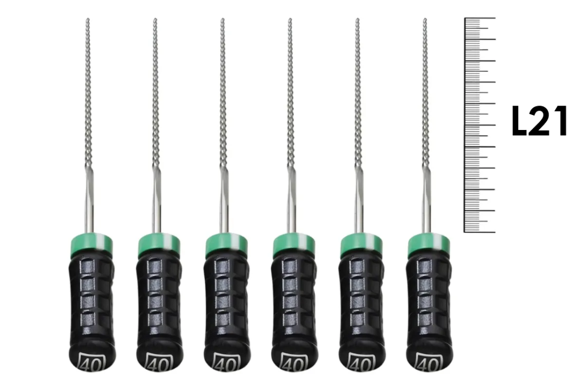 H-File Senseus 21мм №40 (6 шт), Dentsply Sirona - ручные файлы, каналорасширители, супергибкие, силиконовая ручка, стерильный блистер