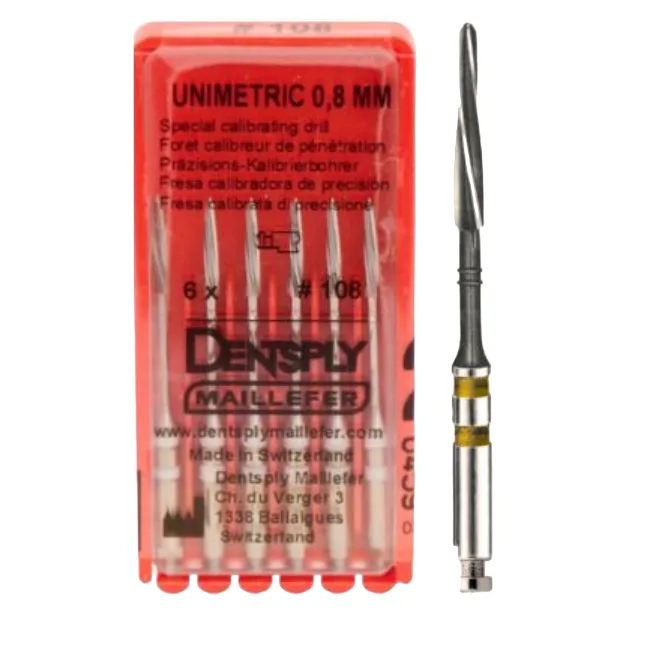 Unimetric калибровочный дриль №208 желт. 2 полосы (6 шт), Dentsply Sirona