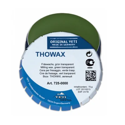 Воск фрезерный Thowax, зеленый, прозрачный, жестяная банка 70г