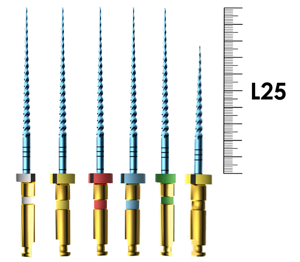 E-Flex Blue 25мм, Ассорти (6 шт), Eighteeth - машинные файлы, 10 Packs 081, 17/08, 15-35/04