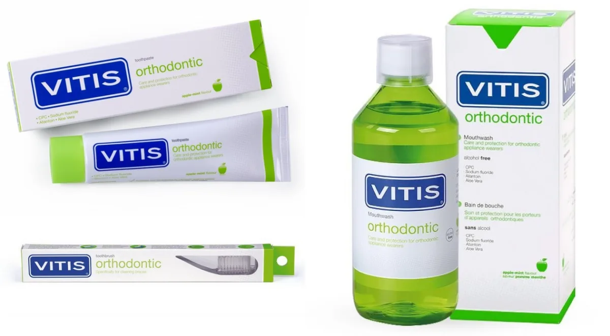 Набор Dentaid Vitis Ortho (ополаскиватель 500мл, паста 100мл, зубная щетка)