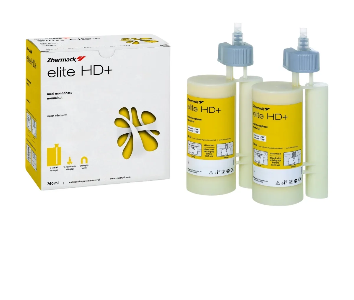 Elite HD+ Maxi Monophase (2х380) высокоточный силикон. Слепочные массы от Zhermack, стабильный гидрофильный, тиксотропный силикон, двухфазный оттискный материал. Elite HD+ Maxi Monophase (2х380), Элит ХД Макси Монофаз, Жермак