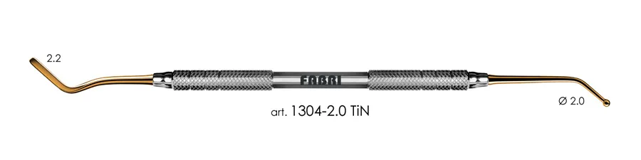 Гладилка 1304-2,0 TiN, d 2,0 мм, ручка d 6 мм, Fabri - удлиненная, средняя, со штопфером-шариком, покрытие нитрид титана