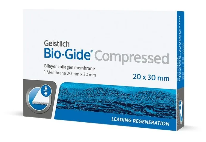 Bio-Gide Compressed 20х30 мм спресованная резорбируемая двухслойная барьерная мембрана повышенной плотности