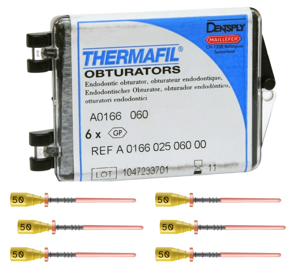 Thermafil - обтураторы (25 мм, ISO 50, 6 шт.)