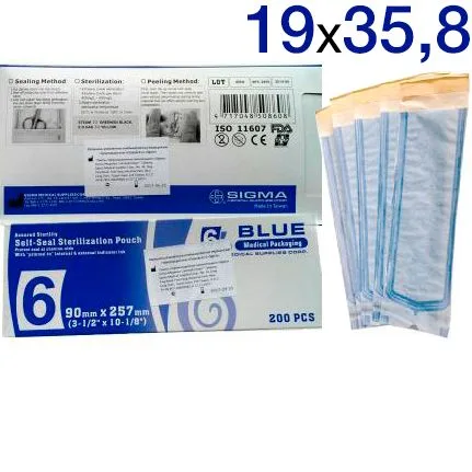 Пакеты для стерилизации 19х35,8см 200шт.SIGMA, Dispodent