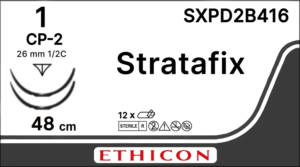 Stratafix Spiral PDO 1, нить 24+24 см, игла 26 мм, обр.реж. 1/2 (1 шт) - рассасывающийся шовный материал, двунаправл., фиолет., 2 иглы, SXPD2B416
