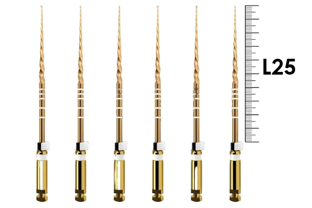 ProTaper Gold 25мм S2 (6 шт), Dentsply Sirona - машинные файлы, стерильные, белые