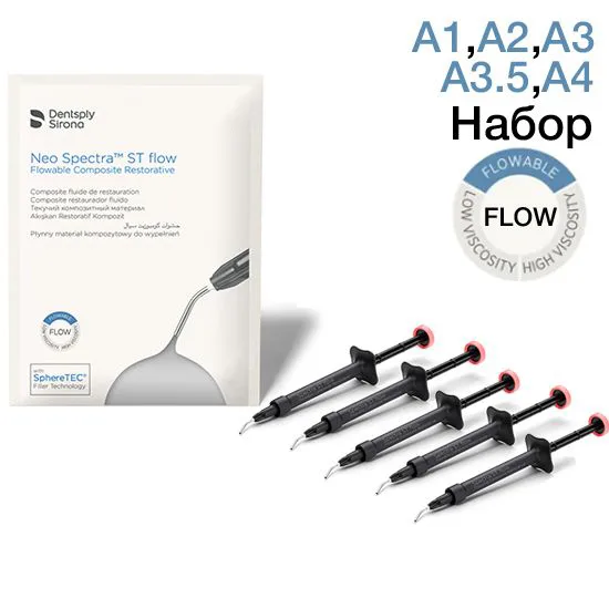 Neo Spectra ST Flow Syringe Intro Kit, набор в шприцах (5 x 1.8 г.), Dentsply