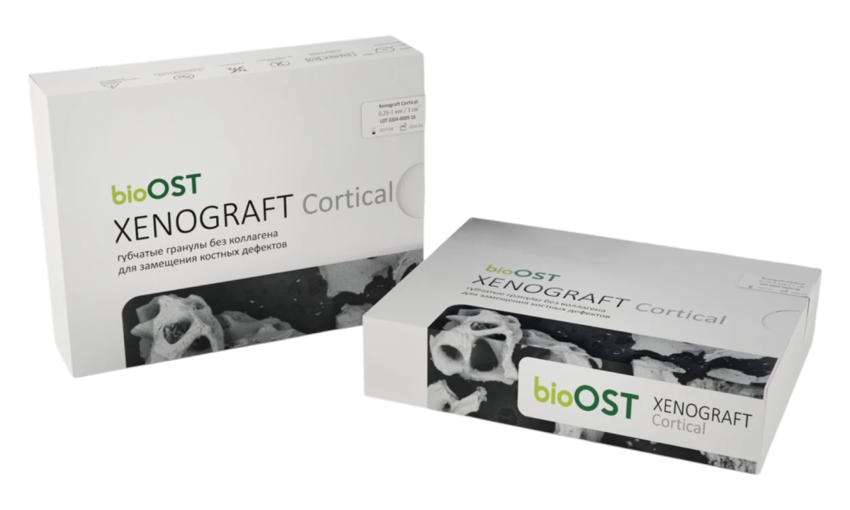 Гранулы кортикальные с коллагеном Xenograft Cortical - Размер: 0.5 – 1.0 mm Объем упаковки: 1.0 сс (1.01-1.02 гр.)