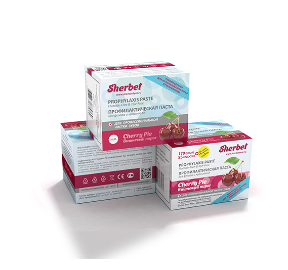 Sherbet Prophylaxis Paste без фтора и красителя, зернистость средняя, 100 унидоз