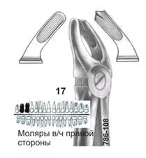 Щипцы №17, Surgicon - для удаления моляров верхней челюсти правые