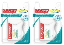 Зубная лента с фтором и мятным вкусом COLGATE Total, 25 м, 1 шт.