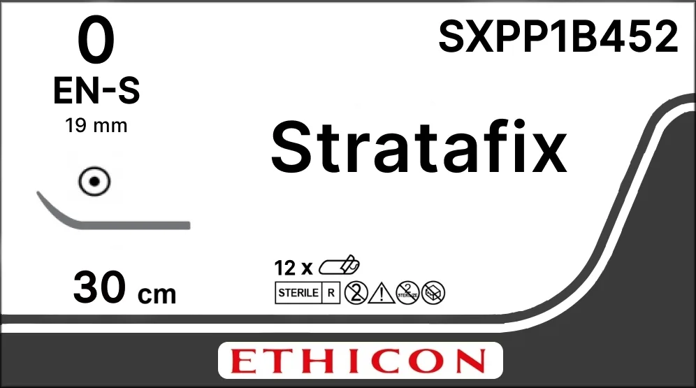 Stratafix Spiral PDS Plus 0, нить 30 см, игла 19 мм, кол. EN-S (1 шт) - рассасывающийся шовный материал, SXPP1B452