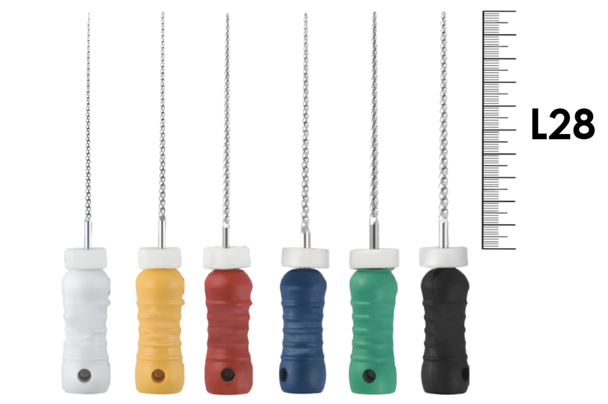 K-File ReadySteel 28мм №90-140 (6 шт), Dentsply Sirona - ручные файлы, каналорасширители, в стерильном блистере, ассорти