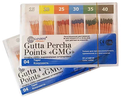 Штифты гуттаперчевые, конусность 06, размер 15 (60 шт.), Gapadent