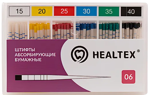 Абсорберы Healtex .06, размер 60 (100 шт.) - штифты бумажные абсорбирующие с маркировкой