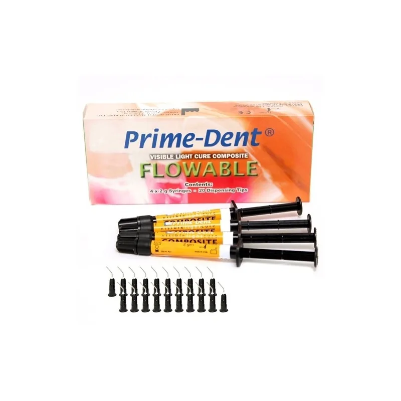 Prime-Dent Flow ассорти, текучий композит, набор (4 х 2 г.), Prime Dental