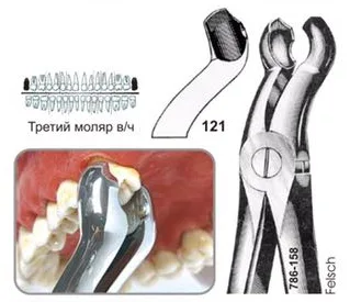 Щипцы №121, Surgicon - для удаления третьего моляра верхней челюсти