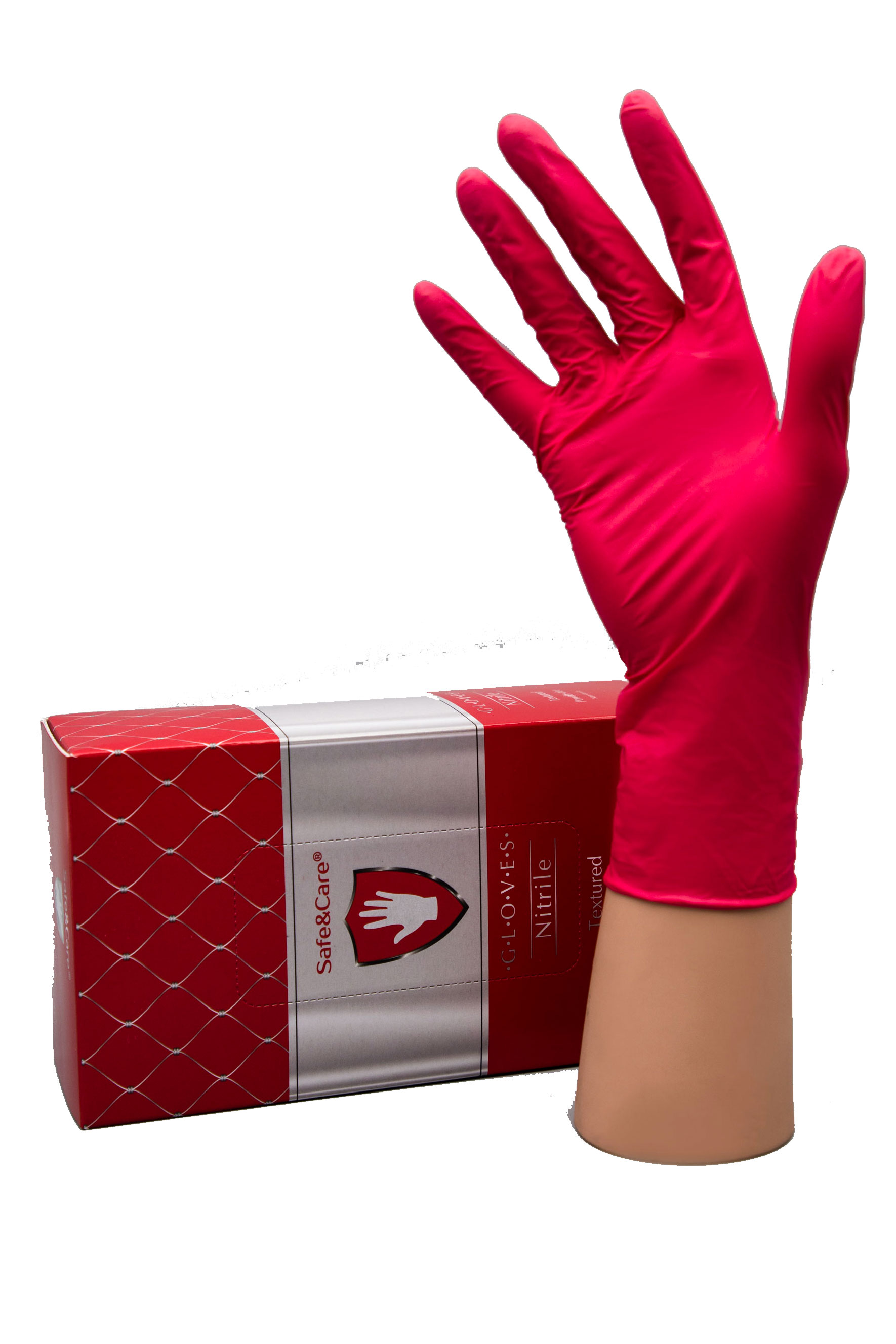 Перчатки Safe&Care нитриловые красные/100шт (M)