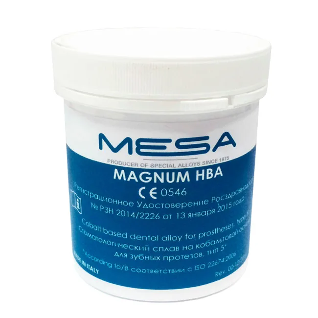 Сплав Magnum HBA для бюгелей, Co (62%), Cr (31%), 1кг, без бериллия