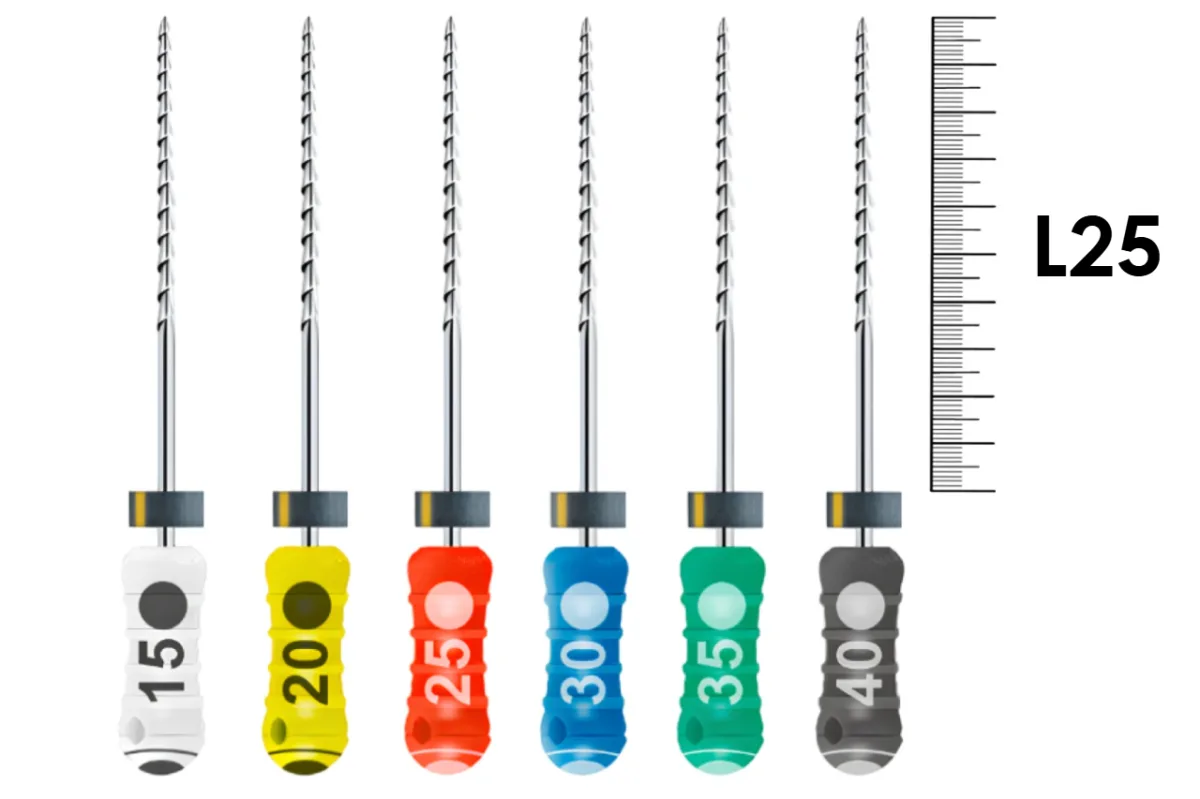 H-Files Dentsply Sirona 25мм №15-40 ассорти (6 шт) - ручные файлы, каналорасширители