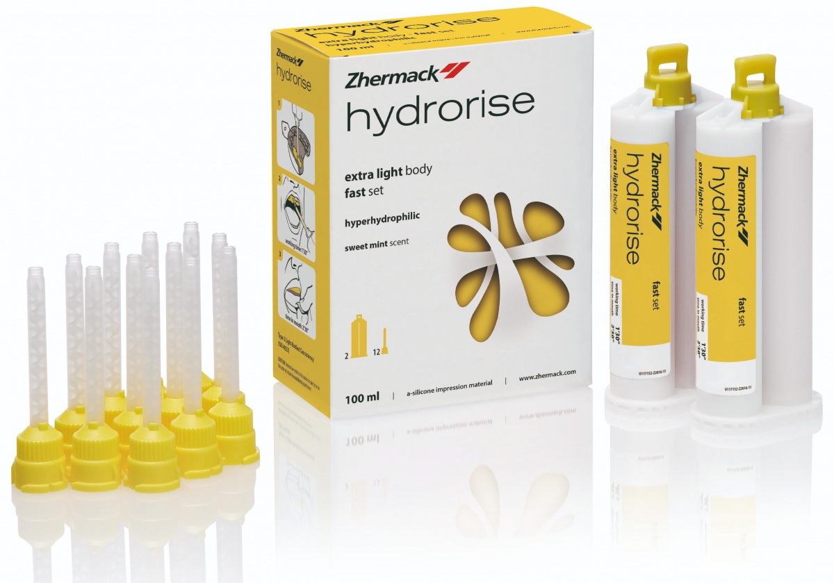 А-силикон низкой вязкости Hydrorise Light Body Fast Set (2х50мл) слепочная масса, двухфазный А-силикон. Гидрорайз лайт боди фаст сет