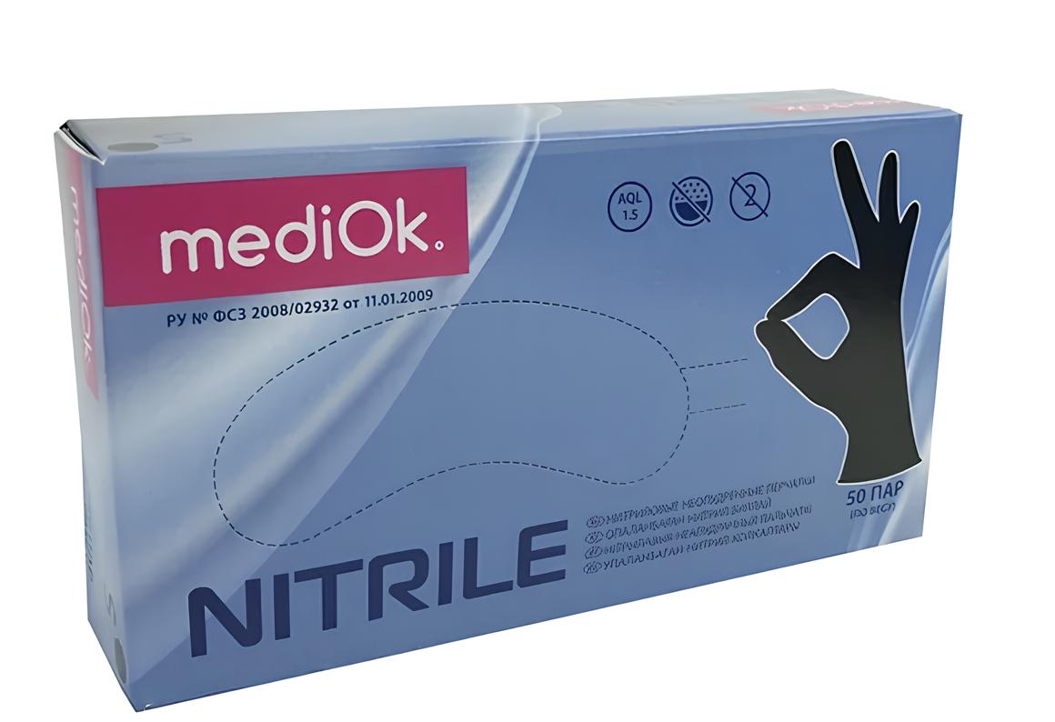 Перчатки нитриловые MediOk черные XL 100 шт (50 пар)