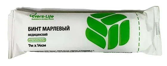 Бинт марлевый НЕ стерильный (1 шт/уп) 7 м*14 см, плотность 32 г/м2, Eftex