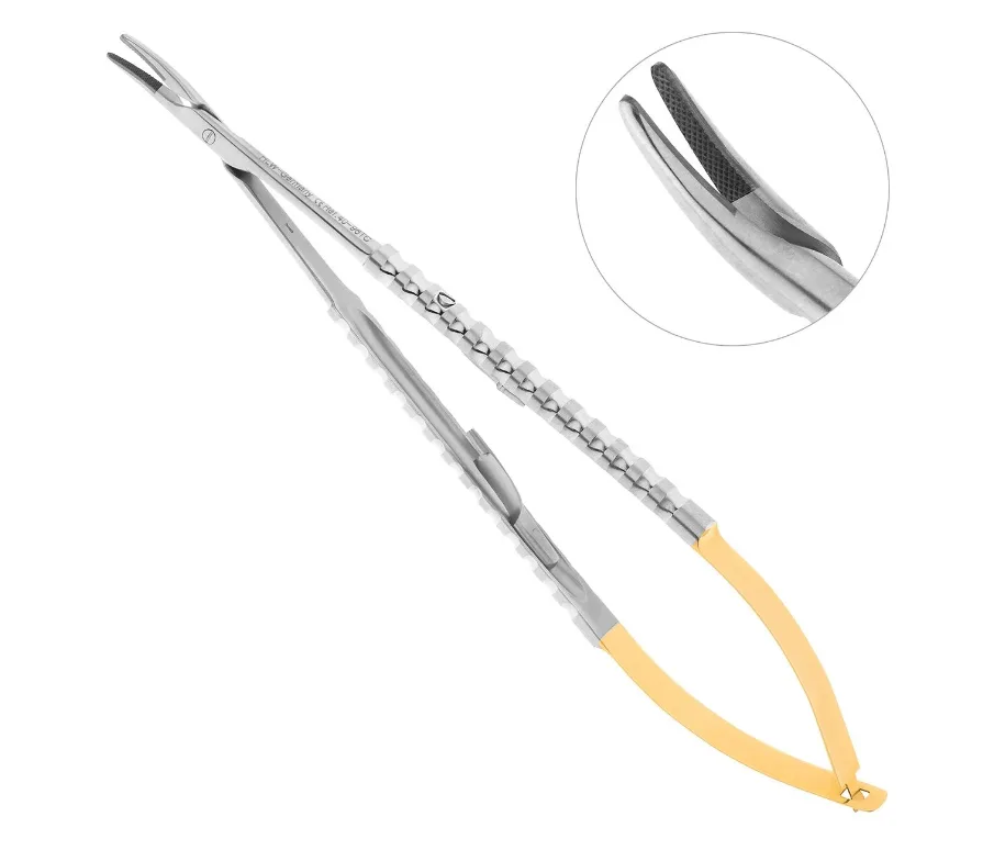 Иглодержатель хирургический изогнутый Micro-Nadelhalter TC, 18 см, 40-96TC*