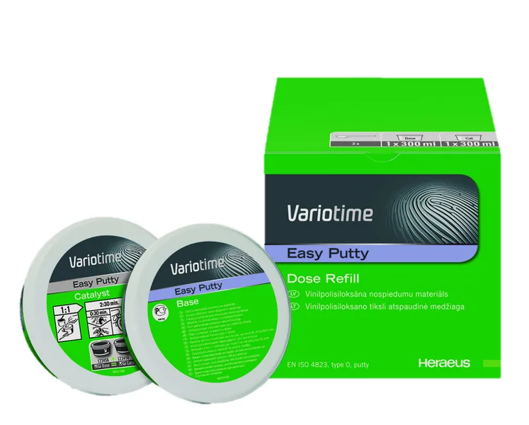 Variotime Easy Putty (Вариотайм Изи Патти) 2x300 мл,  А-силикон для базовых оттисков в виде 2 банки по 300 мл  (основа+катализатор). Вариотайм Изи Патти, Калзер