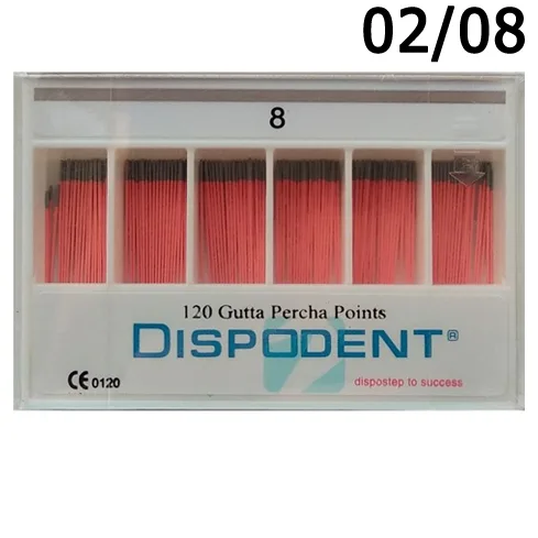 Штифты гуттаперчевые - .02, №08 (120 шт.), Dispodent