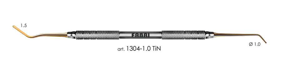Гладилка 1304-1,0 TiN, d 1,0 мм, ручка d 6 мм, Fabri - удлиненная, узкая, со штопфером-шариком, покрытие нитрид титана