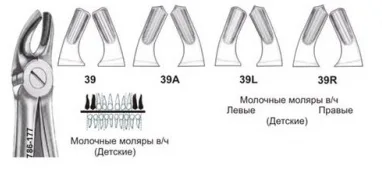 Щипцы №39L, Surgicon - для удаления молочных моляров верхней челюсти левые детские