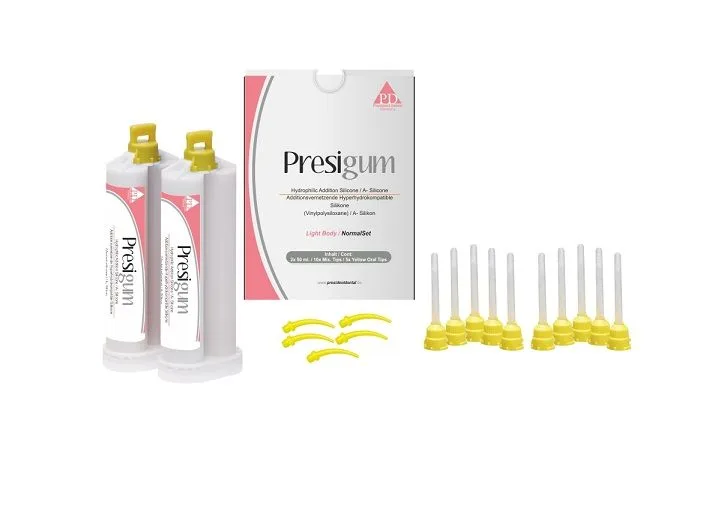 Presigum Light Body Normal Set 2х50мл-корригирующий слой, насадки для смешивания, President Dental