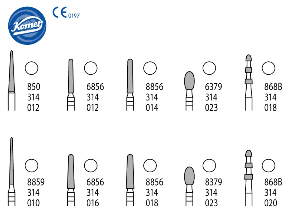 Бор Набор боров для препарирования доктора Бабурова, TD2626.314 (1 шт.), Komet Dental