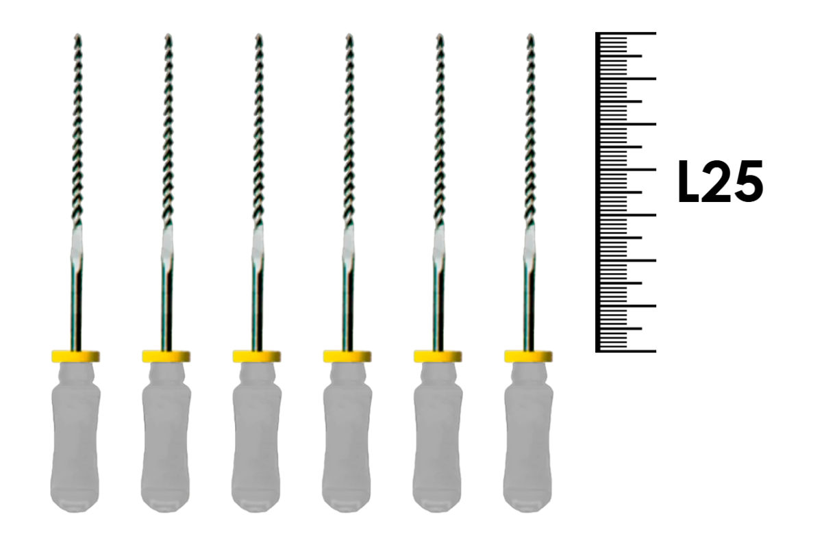 Flexofile Senseus 25мм №08 (6 шт), Dentsply Sirona - ручные файлы, каналорасширители, укороченный шаг, стерильный блистер