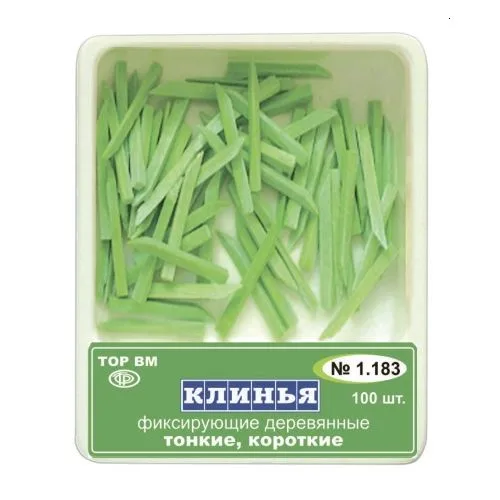 ТОР-1.183 Клинья деревянные тонкие короткие (зеленые.)100 шт.